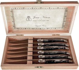 Be Home 6 Piece Steak Knife Set, Platine Marble in Wood Presentation Box in Black at Nordstrom