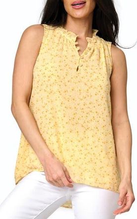 Gibsonlook Respect the Ruffle Sleeveless Top in Yellow Garden Floral at Nordstrom Rack, Size Xx-Small