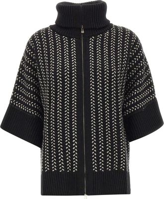 Elena Miro Gebreide top met hoge hals en rits - Dames - Vesten - Zwart - M - Wol - Truien & Vesten