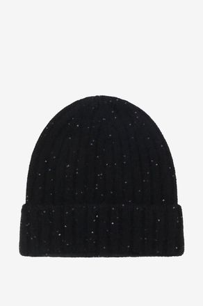 Fabiana Filippi Flauschige Rippstrickmütze mit Pailletten