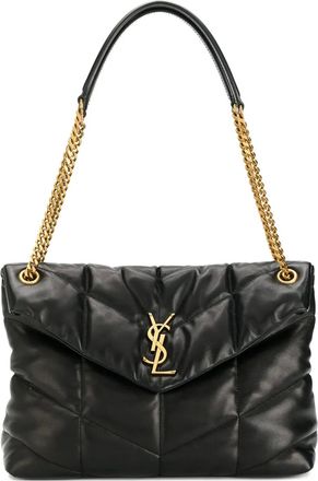 Saint Laurent Loulou chevron-pattern shoulder bag - women - Lambskin - One Size - Black