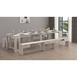 Dmora Dmora - Banco Torquato, Juego De 2 Asientos Para Mesa De Comedor, Bancos Extensibles, 290x25h45 Cm, Cemento