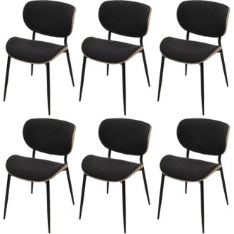 Hhg Hhg - Nunca Usado] Juego De 6 Sillas De Comedor 236, Tejido De Madera Curvada (370 G/m&sup2;) Certificado Oeko-tex Mvg, Natural, Gris Oscuro