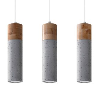 Sollux Lighting L&aacute;mpara de techo madera gris y natural concreto, madera alt. 120 cm