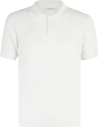 KANGRA White Cotton Terry Polo Shirt With Ribbed Trim