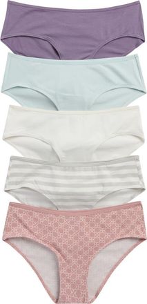 Nordstrom Rack 5-Pack Stretch Hipster Briefs in Teal Mist Multi at Nordstrom Rack, Size X-Small
