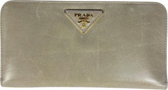 Prada Grayish Leather Long Wallet (Bi-Fold) (Pre-Owned)