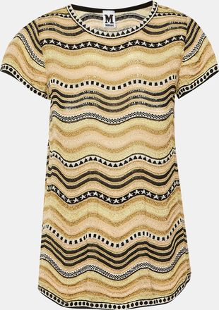 M Missoni Beige Metallic Wavy Knit Top