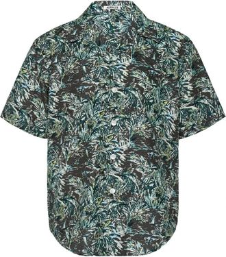 Auralee Gedrukte luchtige zijden shirt met halve mouwen - Heren - Korte mouwen Overhemden - Veelkleurig - XL - Overhemden