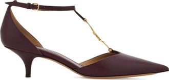 Ferragamo 40 mm pumps met T-bandje en gesp - Rood