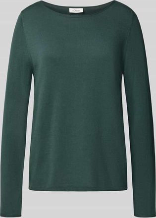 s.Oliver Red Label Regular Fit Strickpullover aus Baumwoll-Viskose-Mix in Dunkelgruen, Größe 34