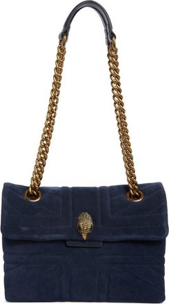 Kurt Geiger Large Kensington Quilted Suede & Leather Shoulder Bag in Navy at Nordstrom Rack