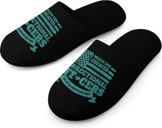 Generic Correctional Officer Flag Warm Mens Slippers Slip On Soft Fleece House Shoes Winter Indoor Outdoor