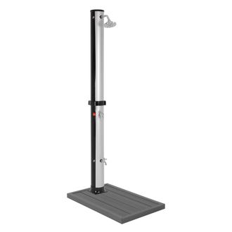 ML Design Ml-design Ducha Solar Jard&iacute;n Negro/plata 35l 217,5cm Agua Caliente Hasta 60&deg;c Sin Electricidad Con Elemento De Suelo Conexi&oacute;n Para Manguera Moderno El