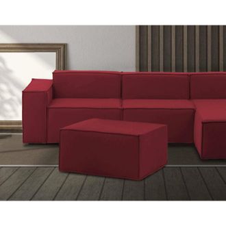 Dmora Dmora - Puff Dagoum&eacute;, Otomana De La Sala De Estar, 100% Made In Italy, Sill&oacute;n Relax En Tela Tapizada, 80x70h43cm, Rojo