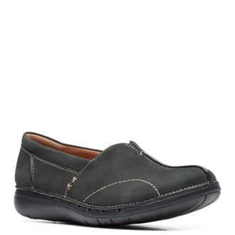 Clarks Womens Un Loop Stride Loafer, Black (Black Nubuck), 5 UK