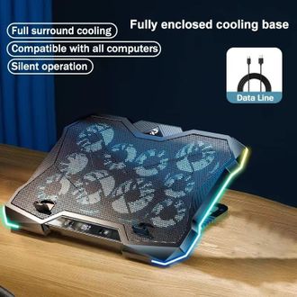 OEM Soporte De Refrigeraci&oacute;n Para Port&aacute;til Con 10 Ventiladores Silenciosos, Iluminaci&oacute;n Rgb Y Pantalla Digital, Compatible Con Port&aacute;tiles De 12 A 18 Pulga