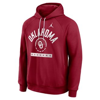 Nike Jordan Mens Oklahoma Courtside Jordan Brand Dri-FIT College Pullover Hoodie in Red | 0JEJ99MIOKN-USU