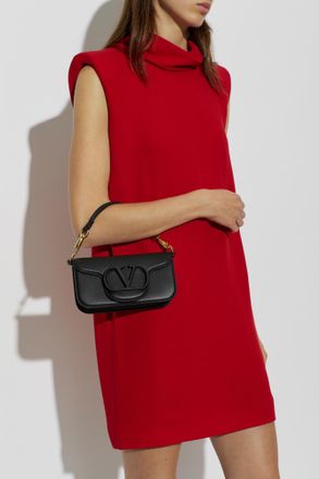 Valentino Garavani Leather Shoulder Bag, Womens, Black