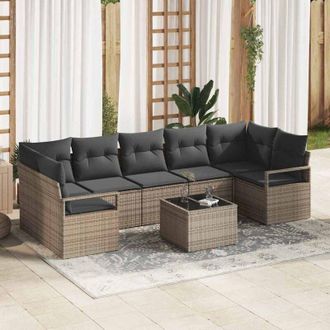 vidaXL Vidaxl - Conjunto De Sof&aacute; De Jard&iacute;n 8 Pcs Gris 55 X 55 X 37 Cm