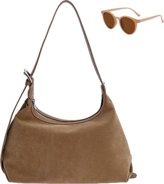 Generic Womens Soft Suede Slouchy Hobo Bag, Roomy Vintage Shoulder Bag for Fall Winter, Trendy Elegant Large Capacity Crossbody