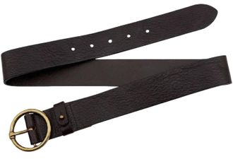 Amsterdam Heritage Womens Vintage Round Buckle Leather Belt In Chocolate Brown