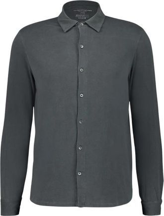 Majestic Filatures Grijze Overhemd met Lange Mouwen - Heren - Casual Overhemden - Grijs - 2XL - Katoen - Overhemden
