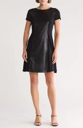 Tash And Sophie Faux Leather A-Line Dress in Black at Nordstrom Rack, Size X-Small