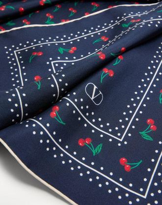 Valentino Garavani Foulard Cherryfic In Seta Donna BLU/ROSSO UNI