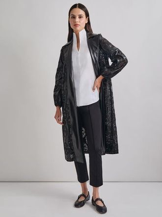 Misook Heritage Fit Open Front Vegan Leather Jacket in Black at Nordstrom, Size X-Large