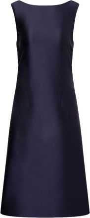 Alberta Ferretti Blue Boat Neck Midi Dress