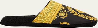 Versace Mens Barocco-Print Mule Slippers