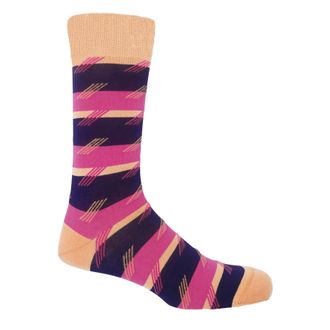 Peper Harow Diagonal Stripe Mens Socks - Plum