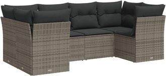 vidaXL Vidaxl - Set De Muebles De Jard&iacute;n 6 Pzas Y Cojines Rat&aacute;n Sint&eacute;tico Gris