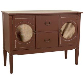 Wanderlust Deco Aparador de madera y rat&aacute;n marr&oacute;n 106x40x78