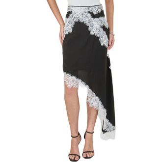endless rose Asymmetric Lace Trim Skirt in Black/White at Nordstrom, Size X-Small
