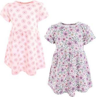 Hudson Baby Twin Pack Baby Dress Pack in Pink Purple Pretty Floral at Nordstrom, Size 18-24M