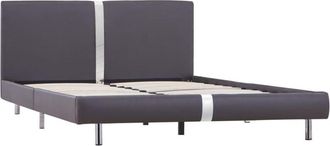 vidaXL Bed Frame without Mattress Grey Faux Leather 135x190 cm Double Vidaxl