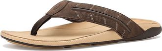 Olukai Tuahine Palm Mens Sandals Dark Java/Golden Sand : 11 D - Medium, Leather
