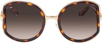 Ferragamo Brown Gradient Round Sunglasses SF719S 238 52