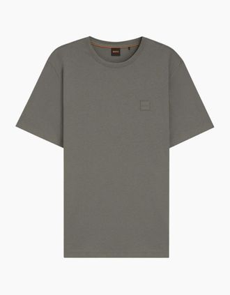 HUGO BOSS Mens Tales Cotton Relaxed Fit Grey/Green T-Shirt - Size: 38