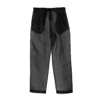 Khaite Zwarte Zijden Organza Trekkoord Broek - Dames - Straight fit broeken - Zwart - S - Organza - Broeken