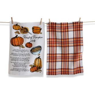 Tag Pumpkin Seed Dishtowel Set of 2 Halloween Kitchen Towels in Multicolored at Nordstrom