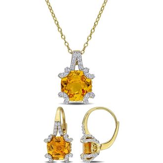 Delmar Citrine & White Topaz Earrings & Necklace Set in Yellow at Nordstrom Rack