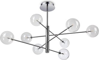Netlighting EQUINOXE 8 Light Multi Arm Semi Flush Ceiling Lamp Chrome