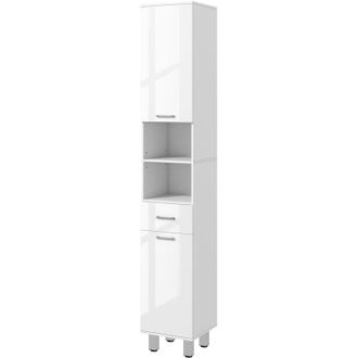 Kleankin Kleankin - Colonna Bagno con Cassetto, 2 Ripiani e 2 Armadietti Bianco