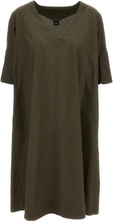 Fay Midi jurk met V-hals - Dames - Casual kleedjes - Groen - L - Katoen - Kleedjes