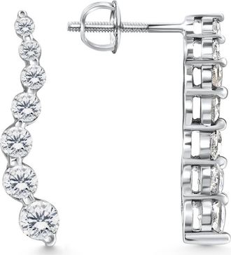Pompeii3 1ct Diamond Journey Earrings 14K White Gold 1 Tall