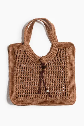 H&M Tote Bag aus Stroh - Dunkelbeige