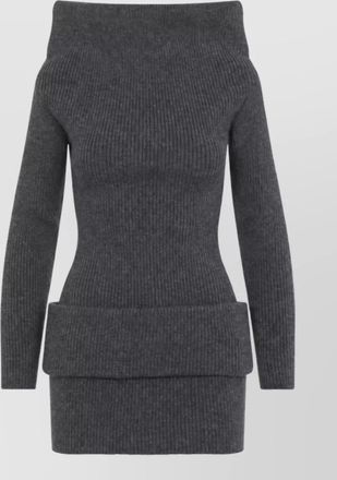Jean Paul Gaultier wool off-shoulder long-sleeve mini dress